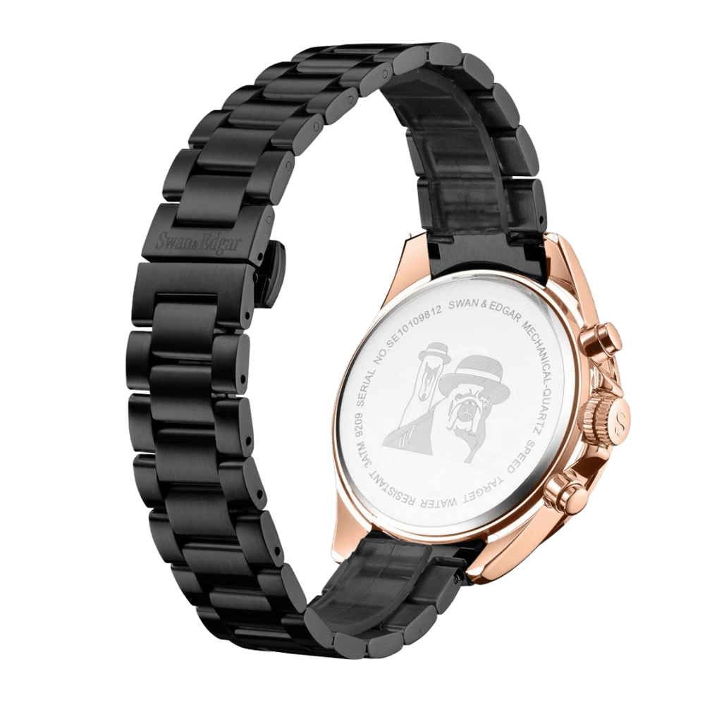 Limited Edition Swan & Edgar Hand Assembled Speed Target Mechanical Quartz Rose Black