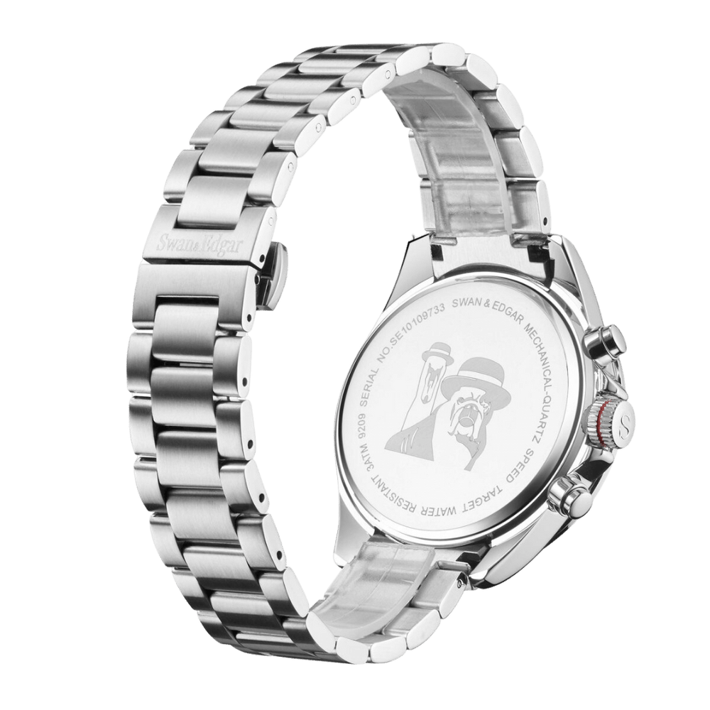 Limited Edition Swan & Edgar Hand Assembled Speed Target Mechanical Quartz Silver Blue