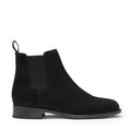 Women's Black Suede Chelsea Boots, Welted Leather Sole
