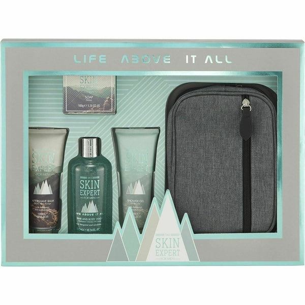 Style & Grace Skin Expert Essential Travel Collection Gift Set 5 Pieces (1 x 300ml Hair & Body Wash + 1 x 150g Soap + 1 x 130ml Aftershave Balm + 1 x 130ml Shower Gel + 1 x Toiletry Bag)