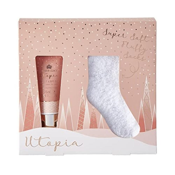 Style & Grace Utopia Sock Gift Set 75ml Foot Lotion + 1 Pair Socks
