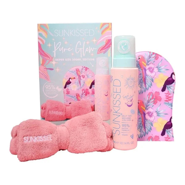 Sunkissed Pure Glow Collection Tanning Gift Set - Medium Tan + Mitt + Headband