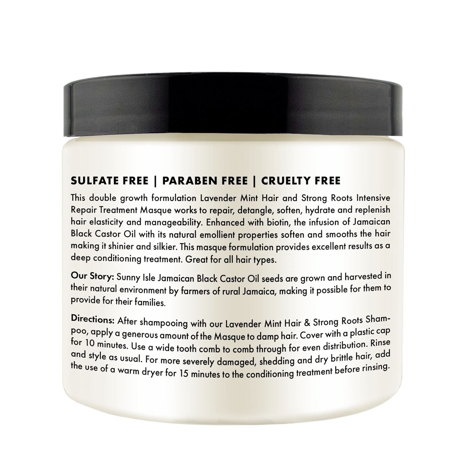 Sunny Isle Lavender Mint Hair & Strong Roots Intensive Repair Masque Deeply conditions dry hair 473.17 ml/16.0 oz