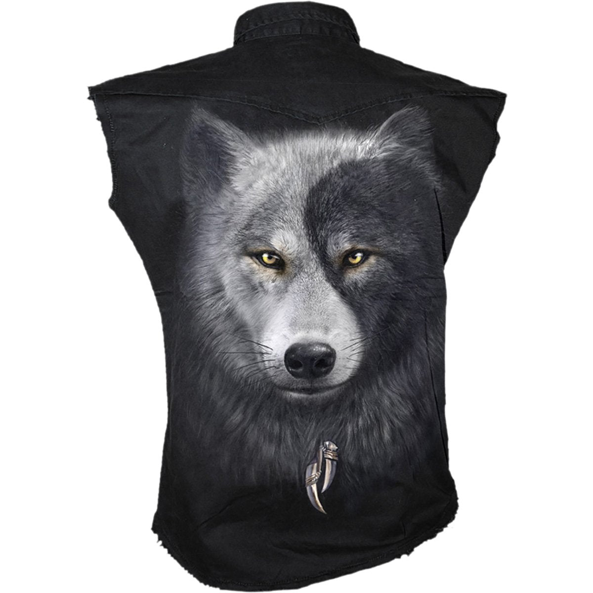 WOLF CHI - Sleeveless Stone Washed Worker Black