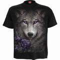 WOLF ROSES - Front Print T-Shirt Black