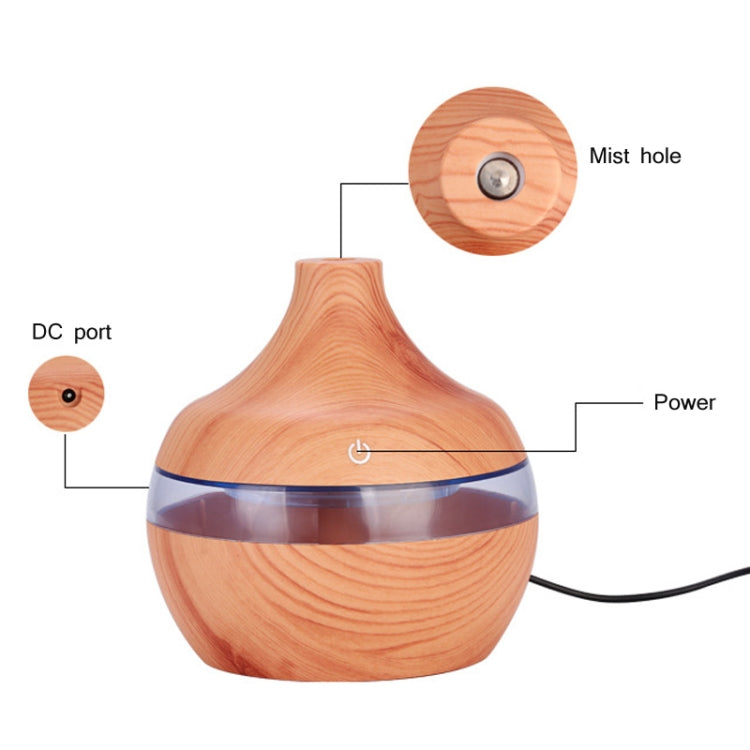 300ML Waterdrop Shape USB Wood Grain Aromatherapy Air Purifier Mute Humidifier, Deep Wood Grain
