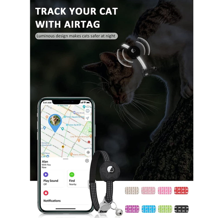 For AirTag 2nd Gen / AirTag 1st Gen Tracker Silicone Case Reflective Pet Cat Collar With Bell