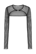 Banned Apparel Venus Metallic Fishnet Bolero Top in Blue Black