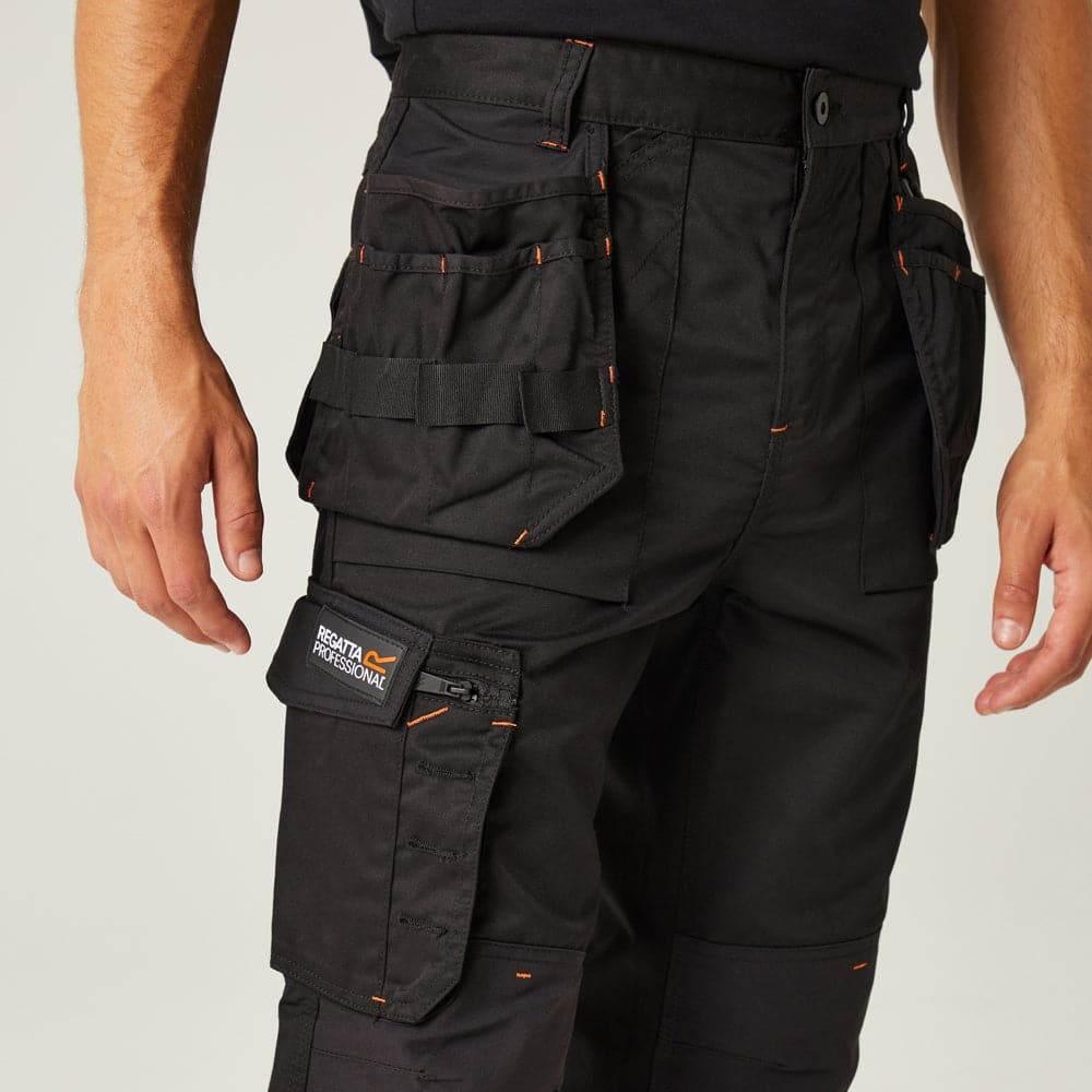 Regatta TRJ387 Incursion Holster Pocket Trousers Black / 36" Waist / Short Leg