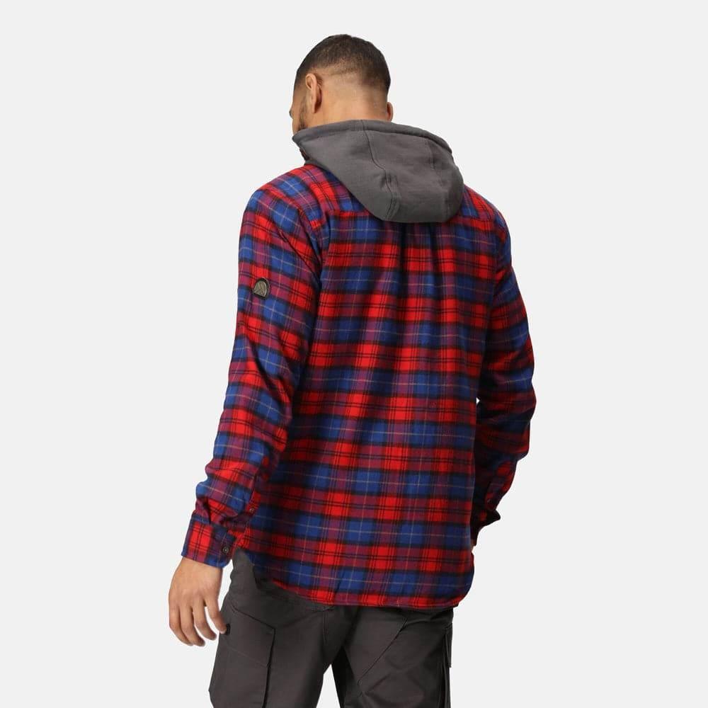 Regatta TRS205 Hooded Shirt Jacket Classic Red Check Medium