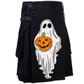 Halloween Custom Made Scottish Utility Kilt Black Utility Kilt Leather Straps Fashion Active Sport Kilt