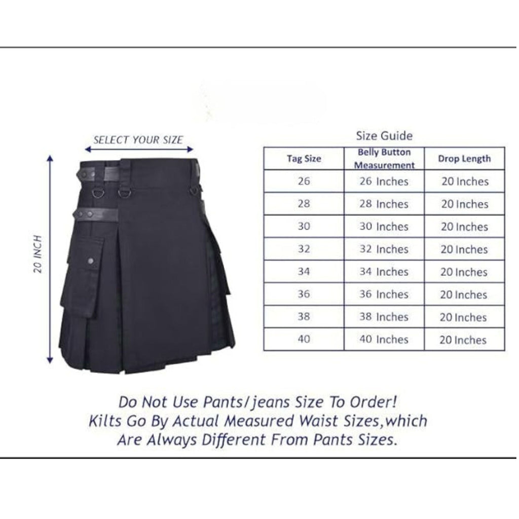 Women’s Hybrid  Black Watch Tartan Kilt Skirt – Adjustable Closure, Pleated, Durable Acrylic