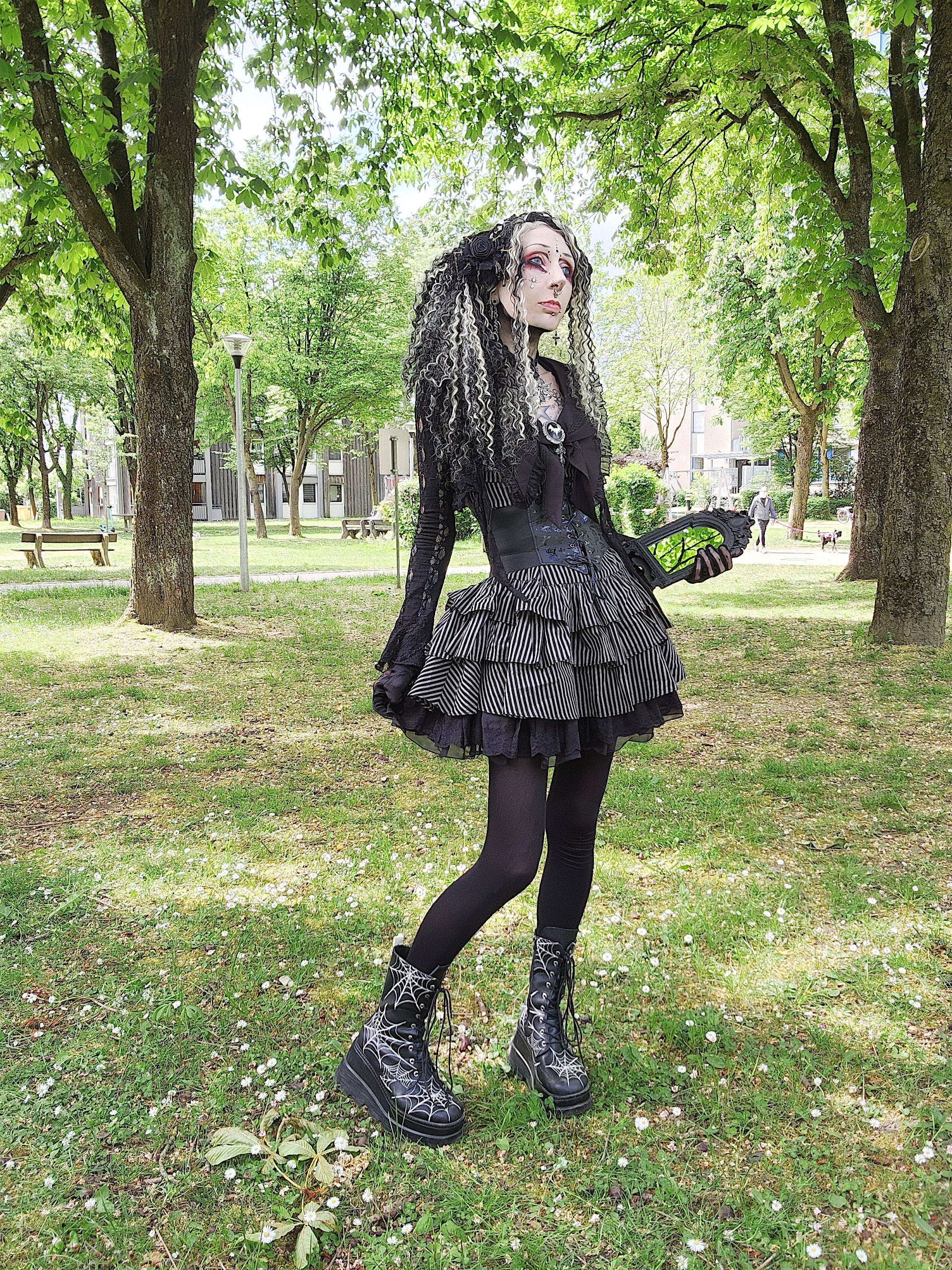 Dark in Love Vintage Striped Ruffle Tier Dress