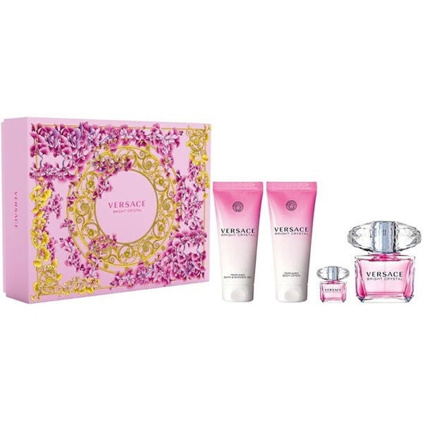 Versace Bright Crystal Gift Set 90ml EDT + 100ml Body Lotion + 100ml Shower Gel + 5ml EDT