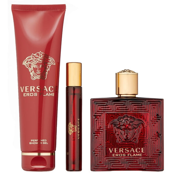 Versace Eros Flame Gift Set 100ml EDP + 10ml EDP + 150ml Shower Gel