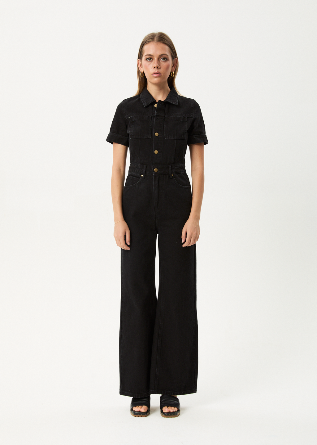 Afends Miami- Denim Flared Jumpsuit