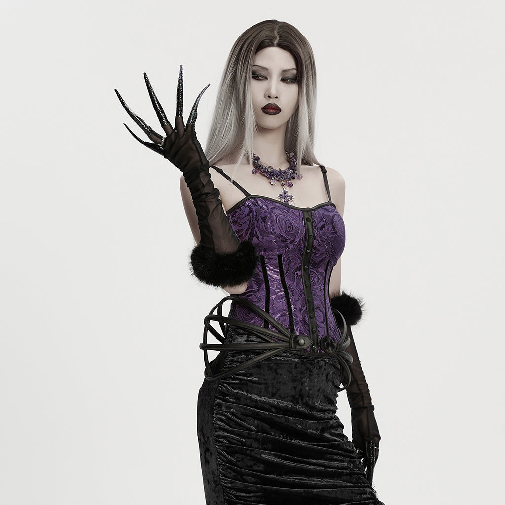 Punk Rave Fluffy Goth Claw Gloves