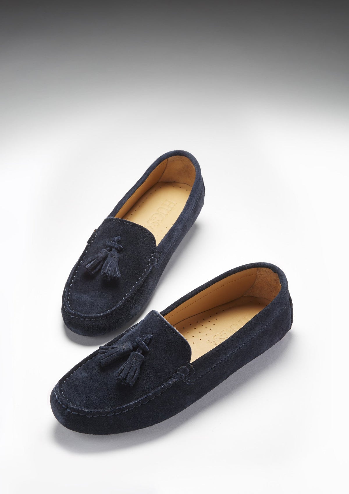 Women's Tasselled Driving Loafers, navy blue suede