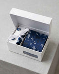 Sophisticated Paisley Ensemble: Navy Blue Tie, Cufflinks & Pocket Square Gift Set