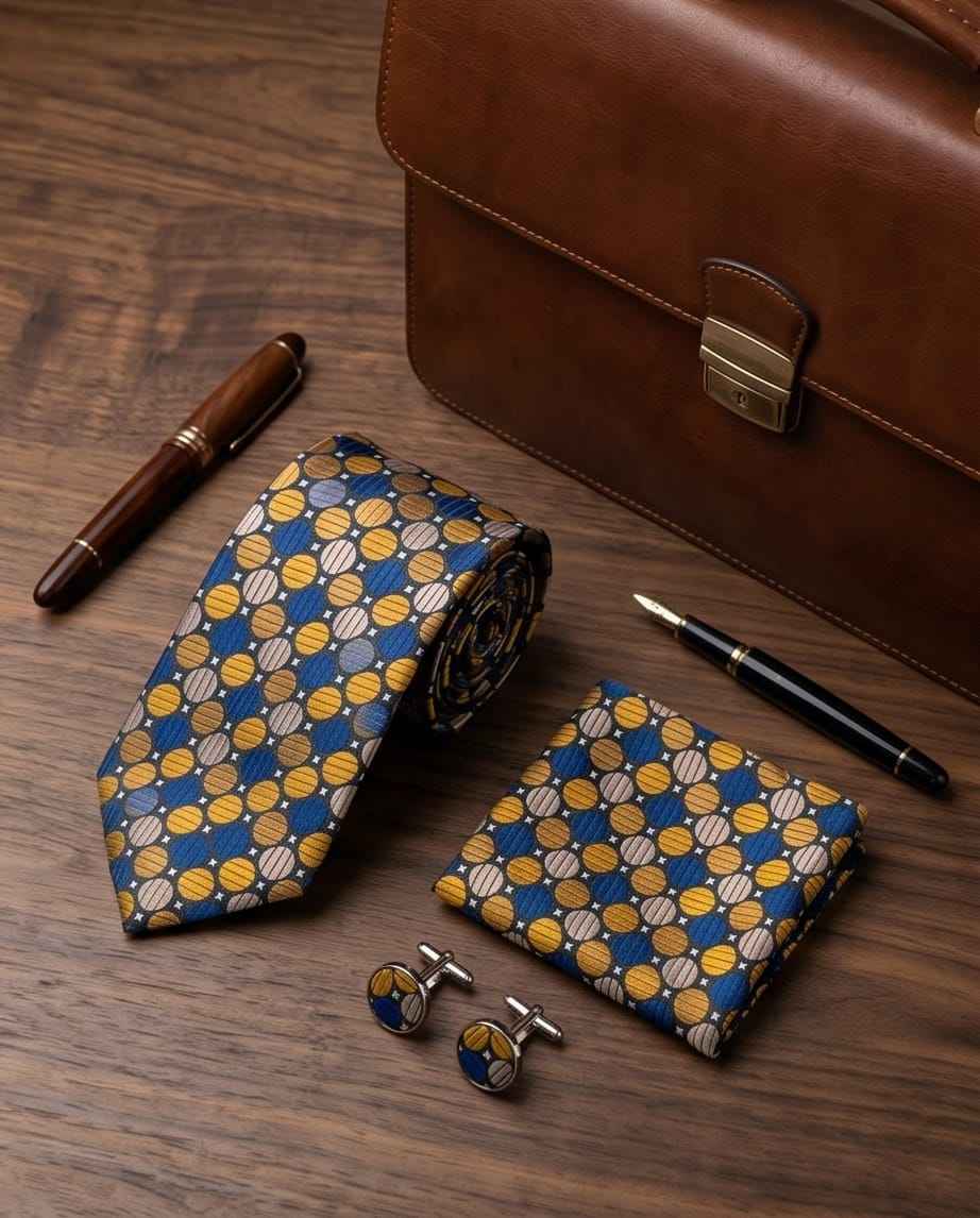 Geometric Circles Tie & Cufflink Set