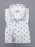 White Navy/orange Symbol Print Slim Fit Shirt