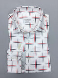 White Navy/red Cross Design Slim Fit Shirt