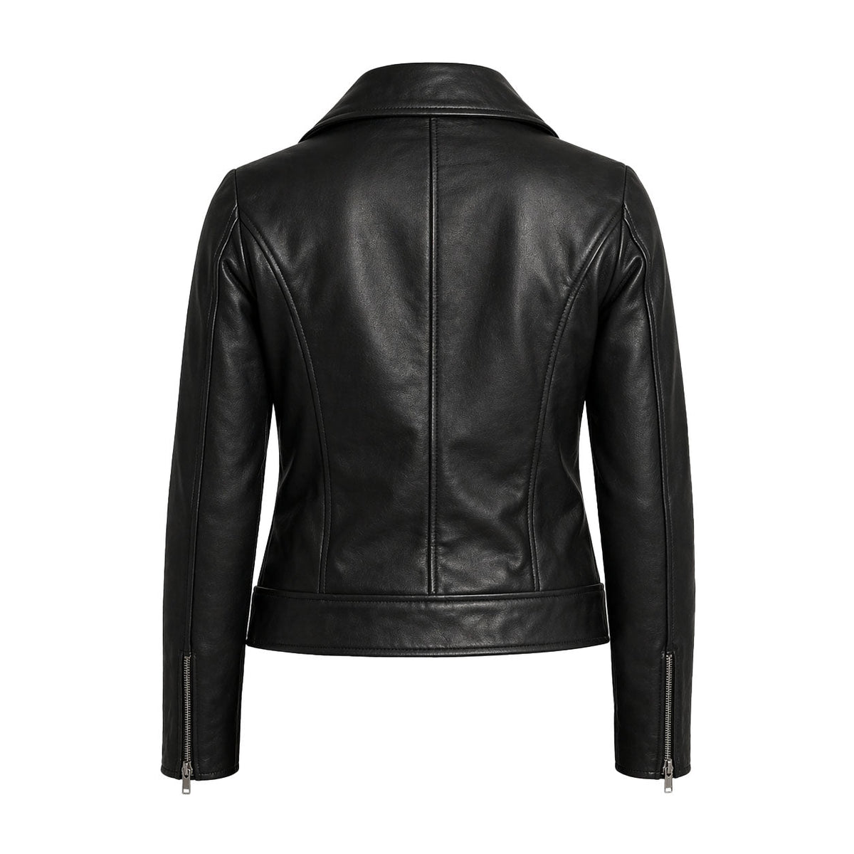 Women's Slim-Fit Belted Leather Biker Jacket
