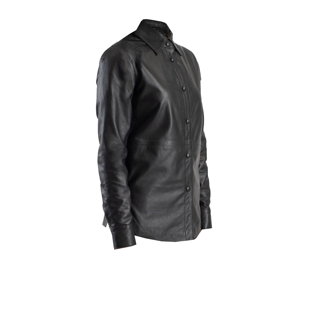 Women's Black Sheepskin Shirt Jacket