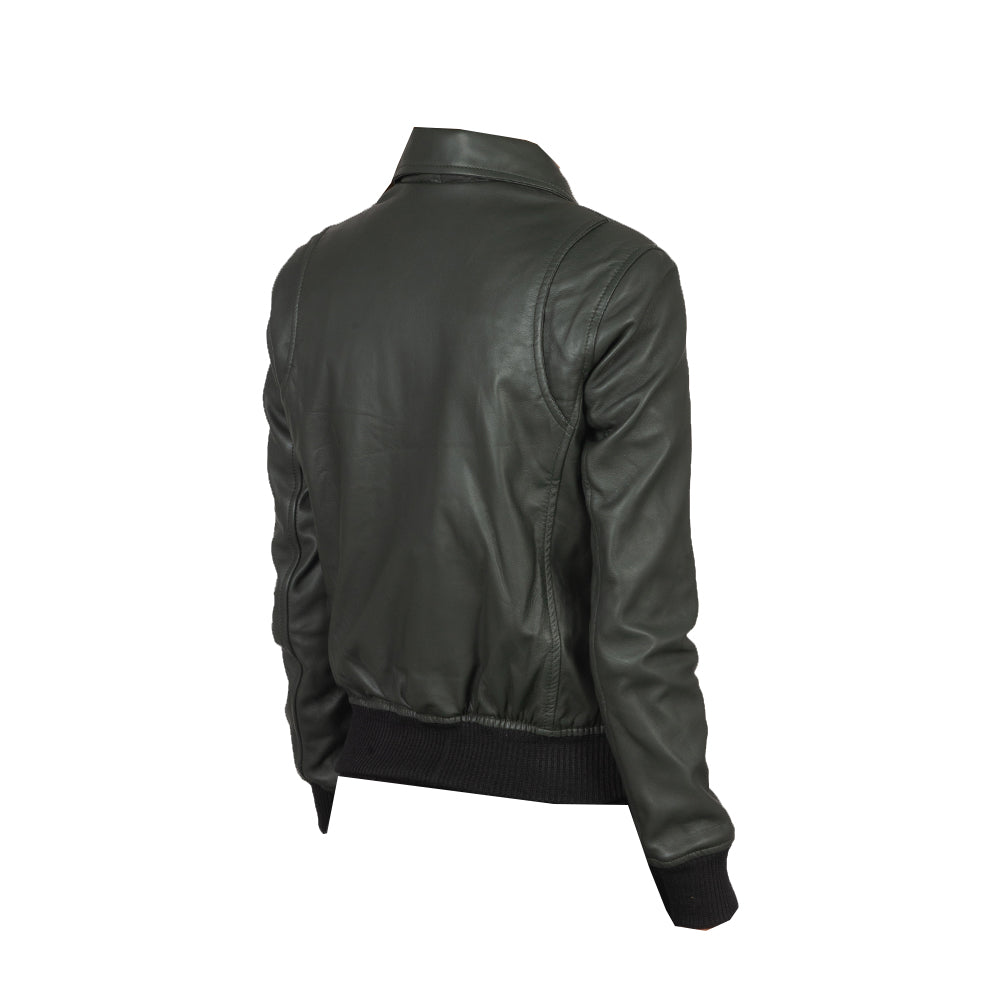 Women's Green Sheepskin Bomber Jacket