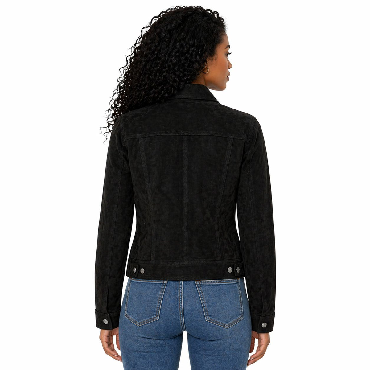 Women's Vintage Suede Button-Front Jacket | Black & Brown