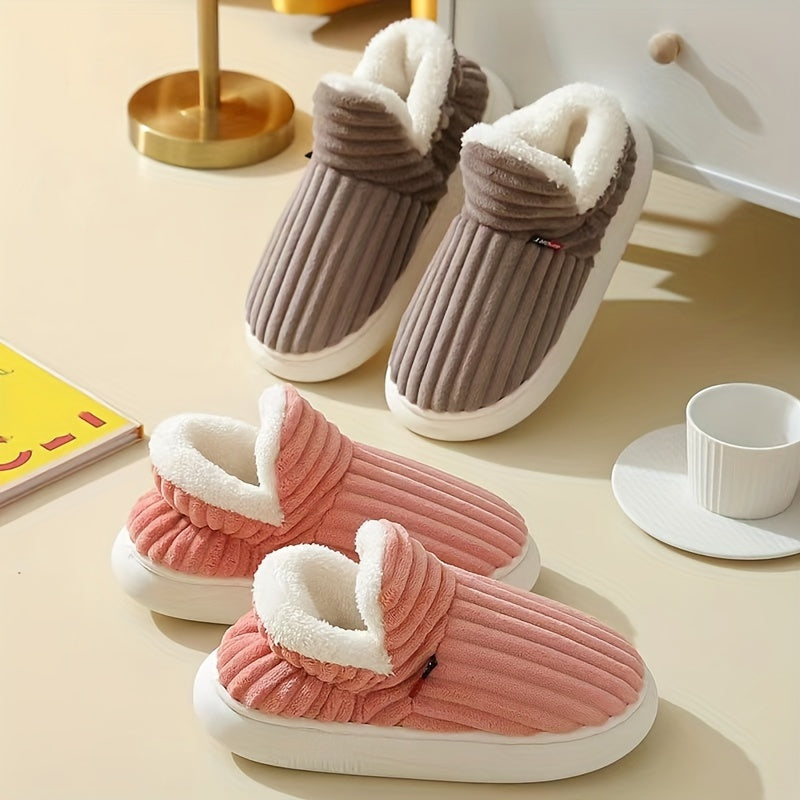 Women's Plush-Lined Winter Slipper Boots - Thick EVA Sole, Indoor/Outdoor Warm Soft Boots