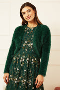 Yumi Green Eyelash Knit Bolero