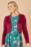 Yumi Burgundy Eyelash Knit Bolero