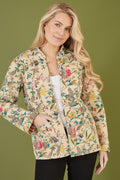 Yumi Stone Floral Print Reversible Cotton Quilted Jacket