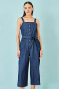 Yumi Blue Chambray Button Through Jumpsuit