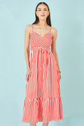 Yumi Red Stripe Midi Sun Dress