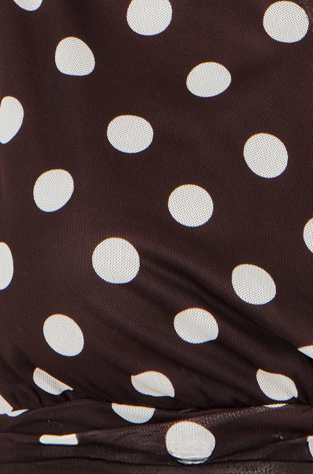 Yumi Brown Polka Dot Mesh Wrap Skater Dress With Pockets