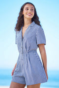 Yumi Blue Stripe Retro Playsuit
