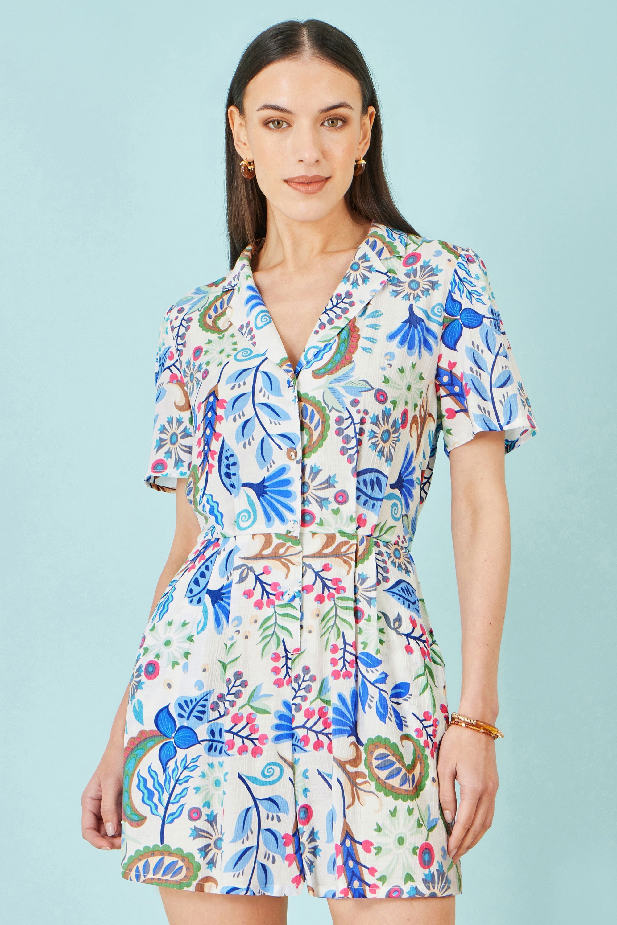 Yumi Multicolour Paisley Retro Print Playsuit