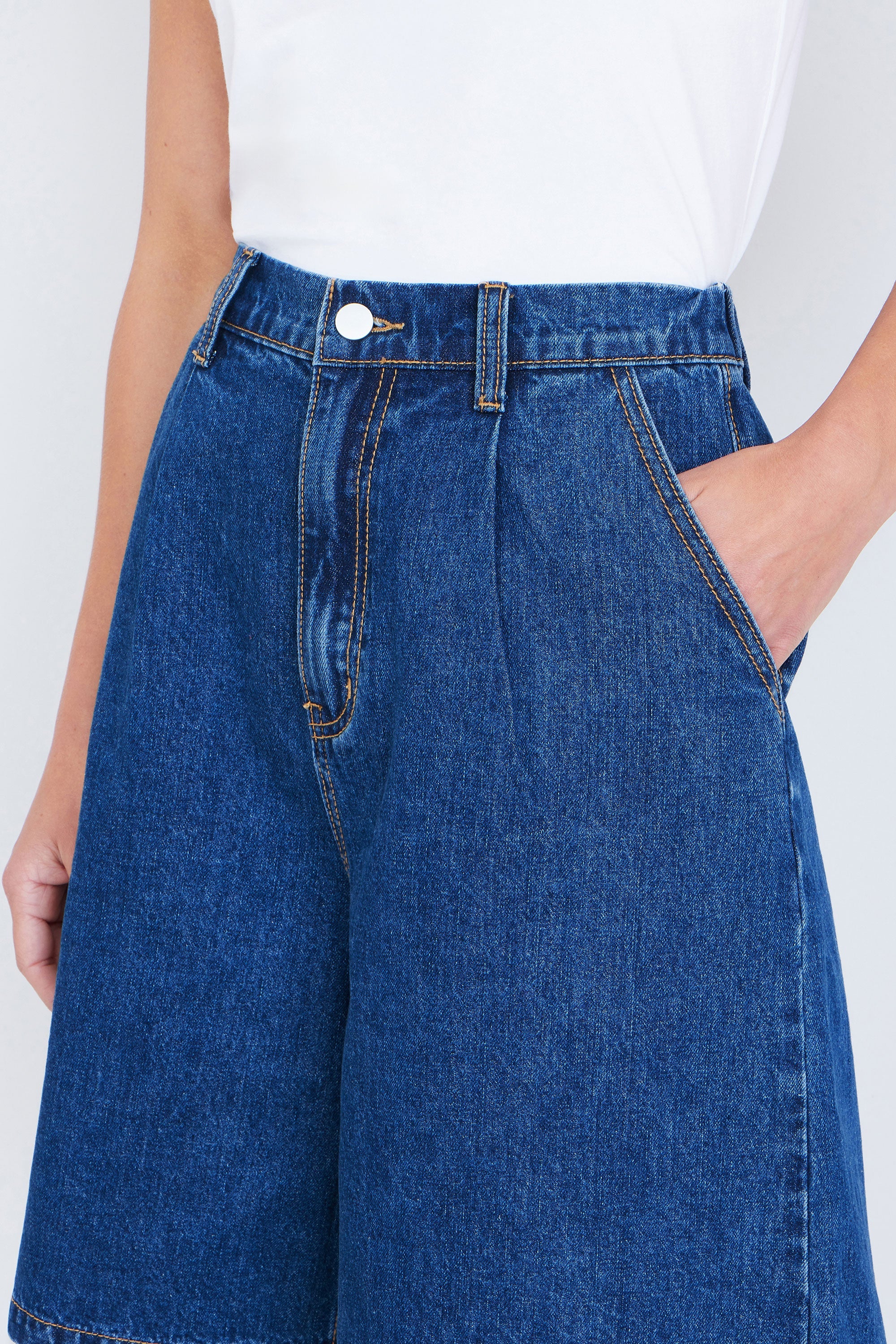 Yumi Blue Denim Wide Leg Shorts