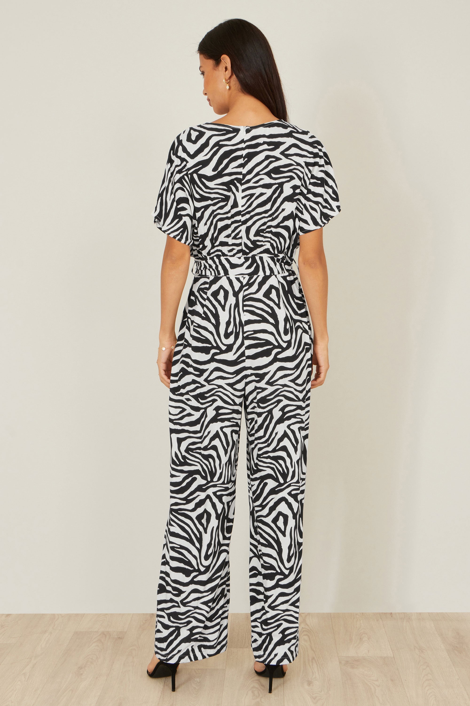 Yumi Black Zebra Print Relaxed Jumpsuit