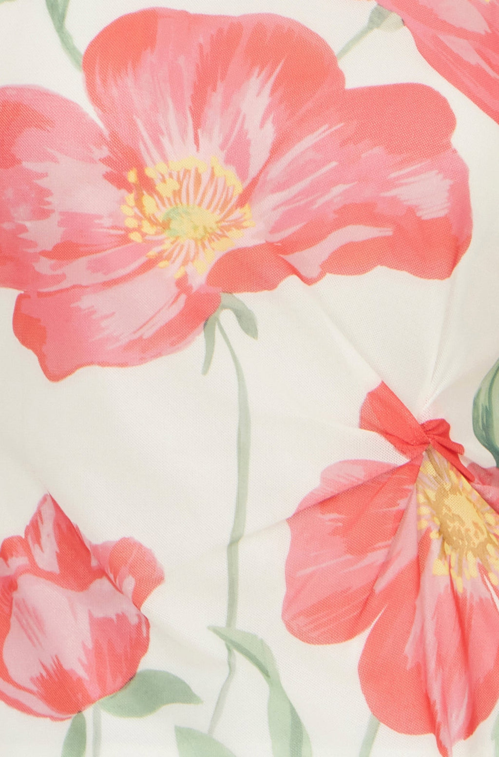 Yumi Ivory Poppy Print Mesh Top