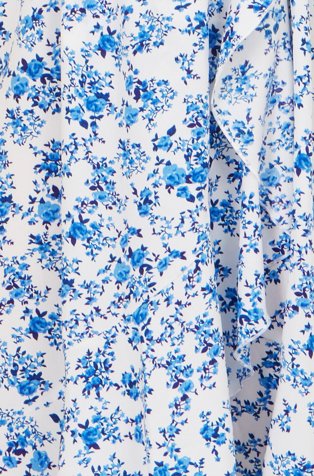 Yumi Blue Floral Print Bardot Midi Dress With Dip Hem