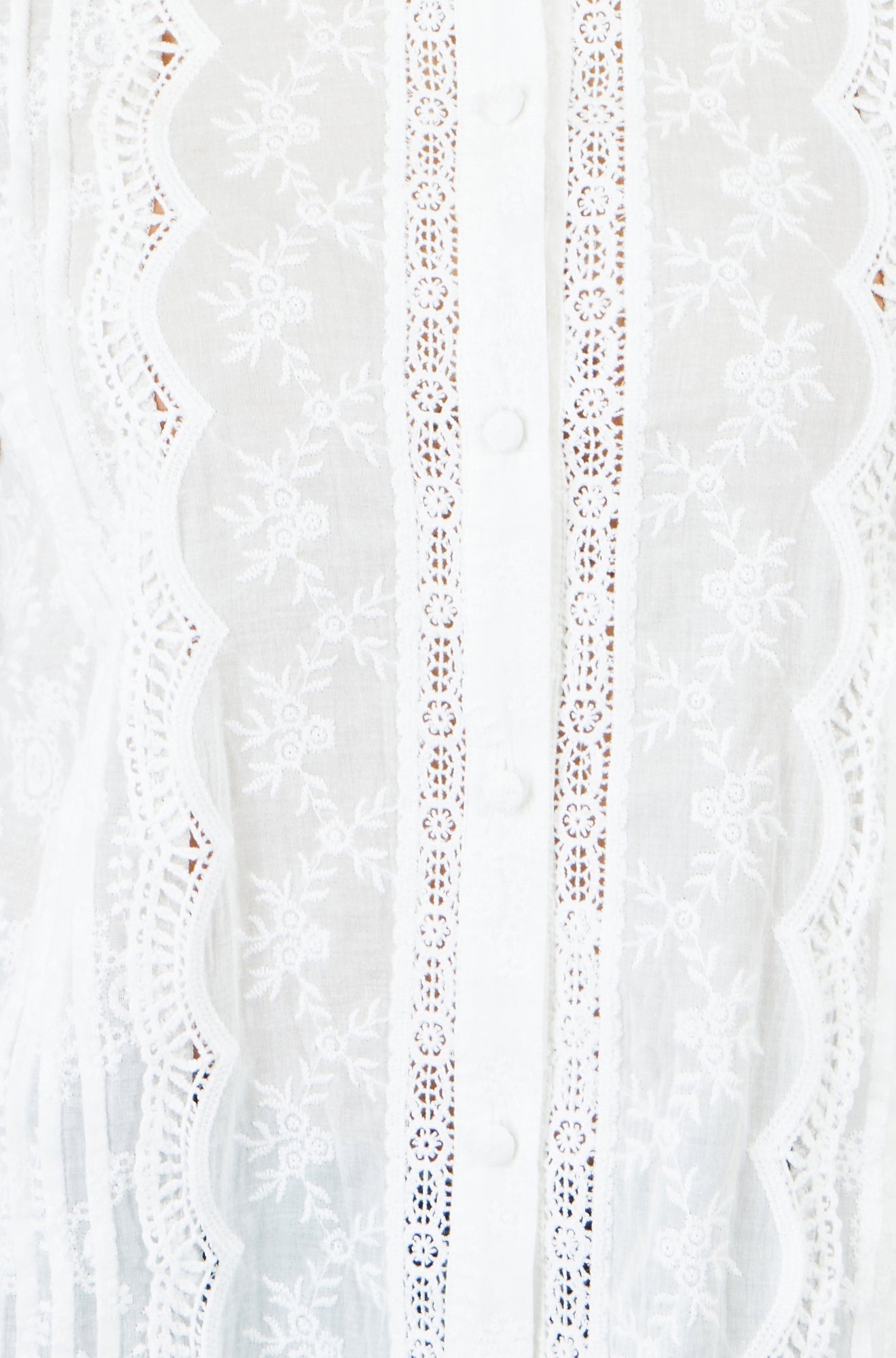Yumi White Floral Cotton Shirt With Lace Details