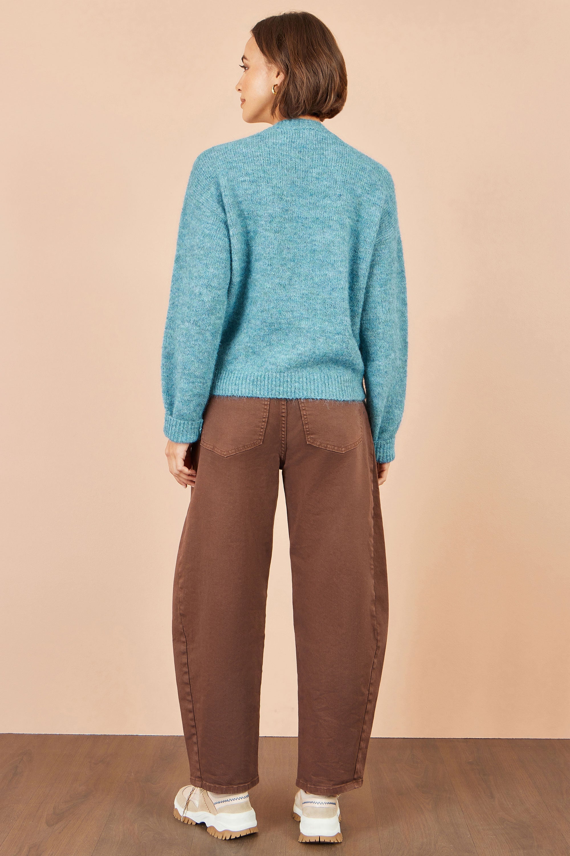 Yumi Blue Patch Floral Embroidered Relaxed Jumper