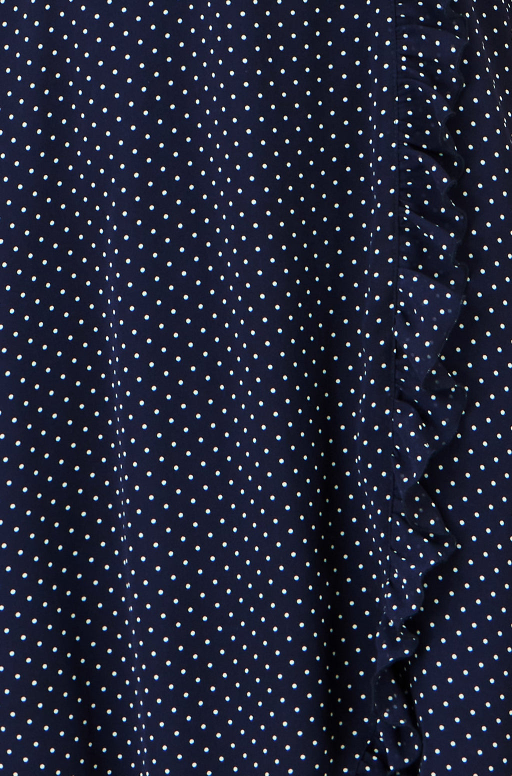 Yumi Navy Polka Dot Midi Wrap Frill Dress
