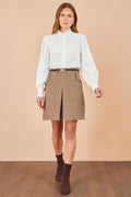 Yumi Brown Check Mini Skirt With Pockets