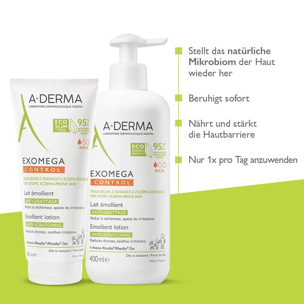 A-Derma EXOMEGA CONTROL MILK 200 ml – Gentle Daily Body Moisturizer for Sensitive Skin