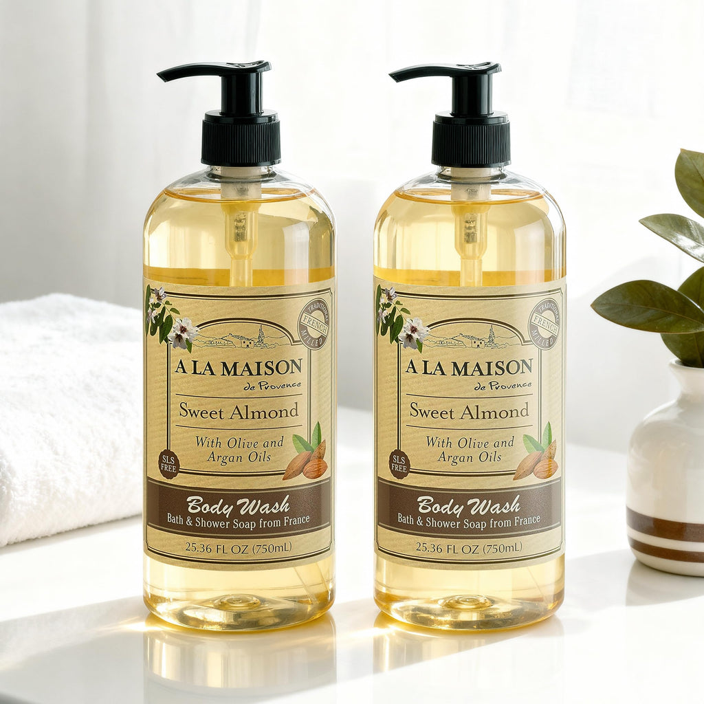 A LA MAISON French Hydrating Liquid Body Wash – Sweet Almond, 2 x 25.36 oz, Vegan & Biodegradable