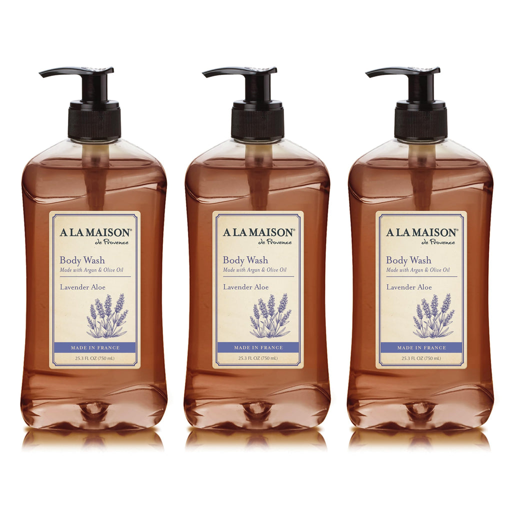 A LA MAISON Lavender Aloe Body Wash 25.36 Fl Oz, 3 Pack | French Milled, Natural Cleanser